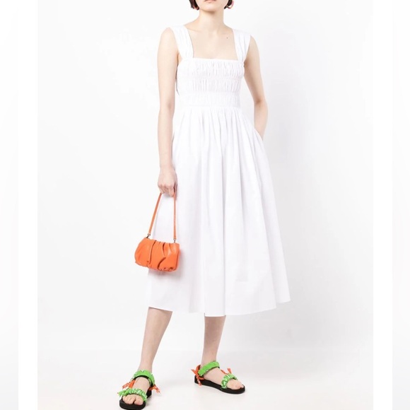 STAUD Ida Smocked Midi Dress - NEW WITH TAGS - Picture 2 of 7